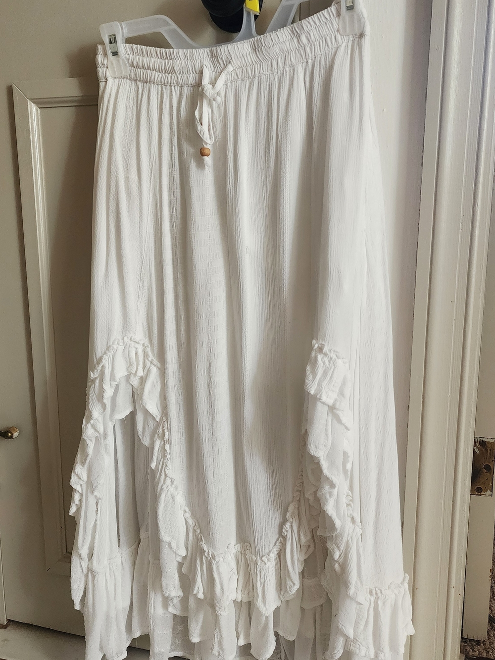 Molly Green White Ruffle Maxi Skirt